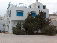 Blue and white house
