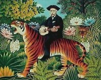Tiger riding Ukelele Man by Henri Rousseau