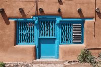 Blue Door seen in Santa Fe New Mexico