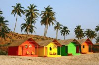 Huts on Mandrem Beach Goa India