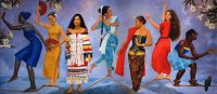 Surinamese People with their tradiotional costumes
