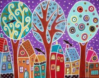 3 Trees, 3 Birds and 6 Houses by Karla Gerard