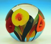 Yellow,orange an red art glass by Lotton
