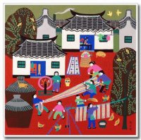 Peasant weaving cotton by Zhao Longguan