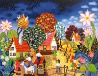 Village country yard by Laszlo Koday
