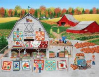 Selling Autumn Quilts and Pumpkins