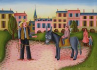 Riding on a Donkey by Henri Bruel