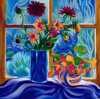 Flowers and Cat by Tracy Turner