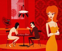 Playing Chess by Josh Agle