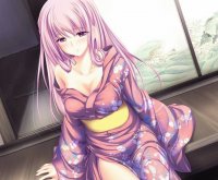 Chica animé triste sentada en la ventana