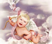 Bebe ángel en el cielo