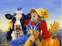 Puppet and Cow by Linda Picken