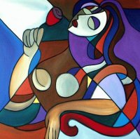 Cubist painting by Thomas C Fedro