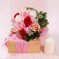 caja con flores