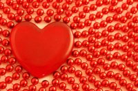 Love Heart with Red Pearl Beads