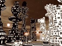 jogo de xadrez numa cidade