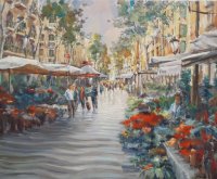 Rambla de les Flors - Aquarel·la