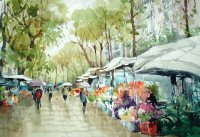 Rambla de les Flors - Aquarel·la
