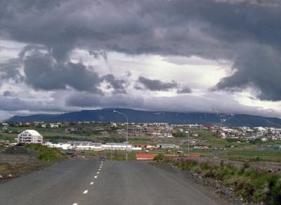 Moln över Reykjavik, Island