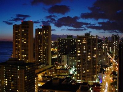 Honolulu at night, Hawaii, United States