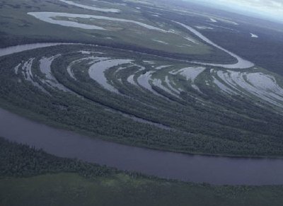 アラスカ州イノコ国立野生生物保護区の航空写真