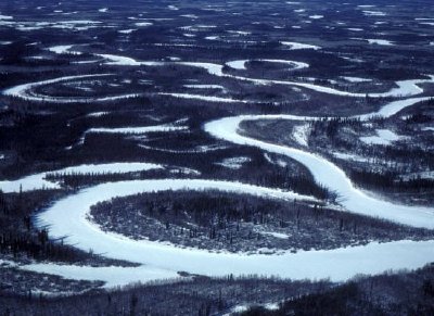 Terres humides gelées du Yukon Flats - Vue aérienne