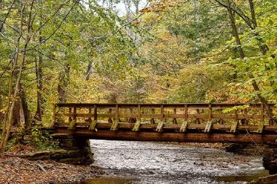 Eine Brücke über einen Bach