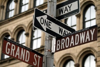 Broadway och Grand Street Signs, New York, USA