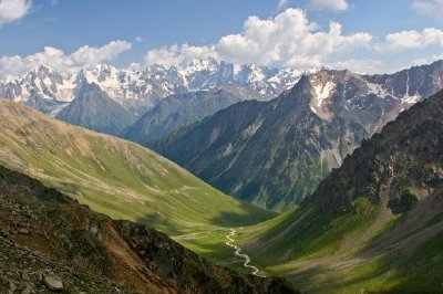 A Green Valley and Mountain Ridge