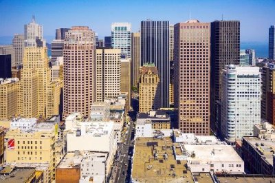 Blick vom Dach nach San Francisco, USA