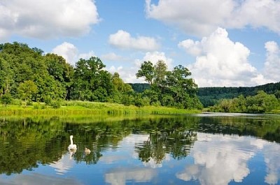 Lago bonito em um dia de verão