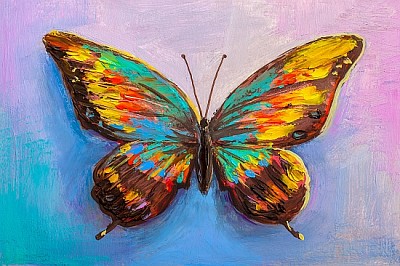 Peinture à l'huile, beau papillon