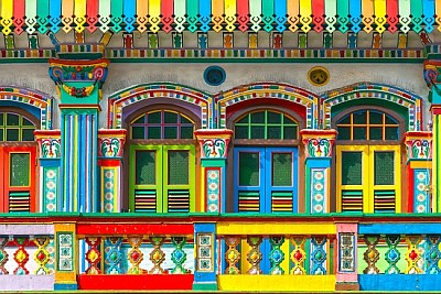 Facade of building in Little India, Singapore jigsaw puzzle