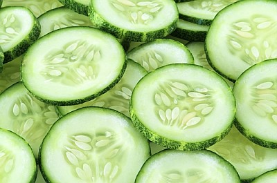 Freshly sliced cucumber