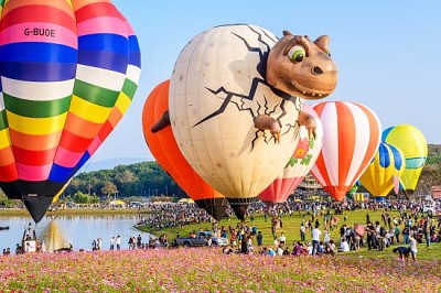 פאזל של פסטיבל הבלונים הבינלאומי CHIANG RAI, תאילנד