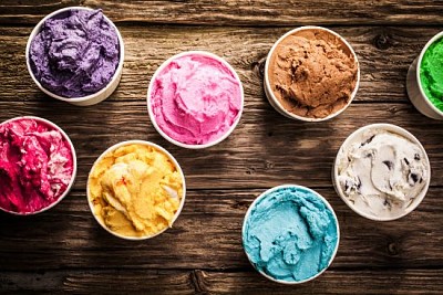 Italian ice cream in vibrant colors
