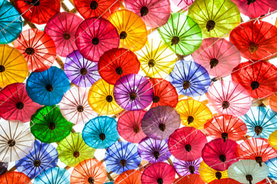 Colorful of Paper Parasols,Paper Umbrella Backgrou