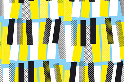 Abstract yellow and blue jazz music seamless patte