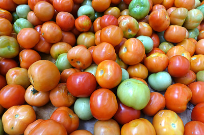 Close up of fresh tomatoes, selective focus.