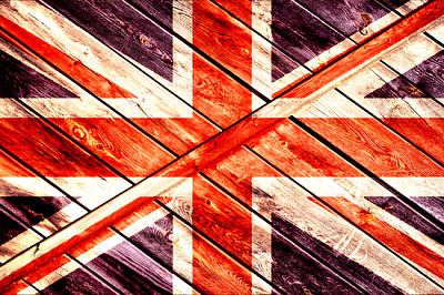 Le drapeau britannique sur un fond en bois
