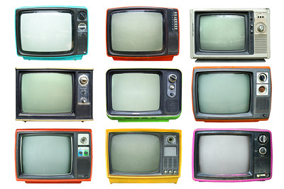 Satz Retro-Fernseher - Altes Vintage-TV-Isolat o