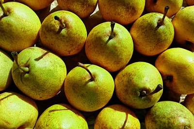 Pera verde trama molte pere raccolta agricola biologica