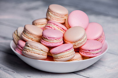 Macaron cookies in white bowl jigsaw puzzle