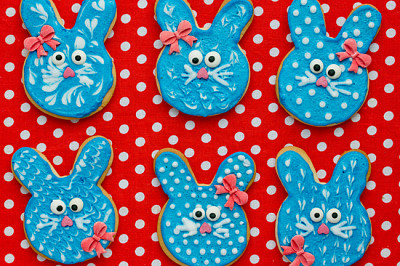 Funny bunny cookies, homemade gingerbread biscuits