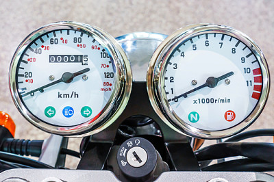 Gauges of vintage classic motorcycle