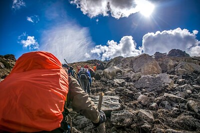 Hiking on a Mountain