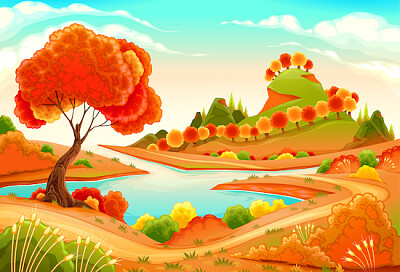 Landscape with Pond, Hills and Trees