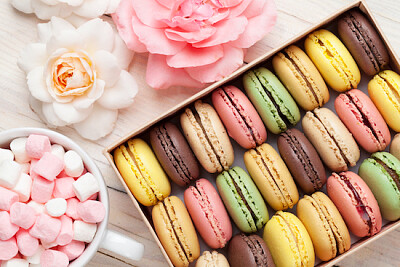 Colorful Macaroons in a Box