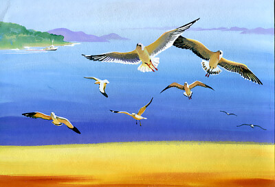 Watercolor Seagulls jigsaw puzzle