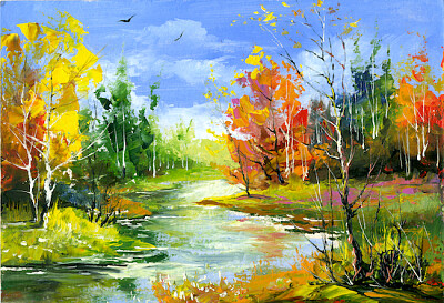 Pintura De Paisaje De Otoño